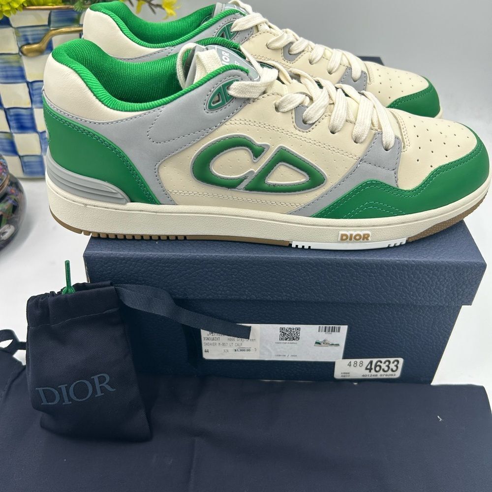 Men's Dior B 57 dribble low top leather sneakers size 44 made in Italy - Picture 7 of 15